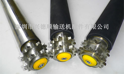 Rubber coated double row sprocket roller